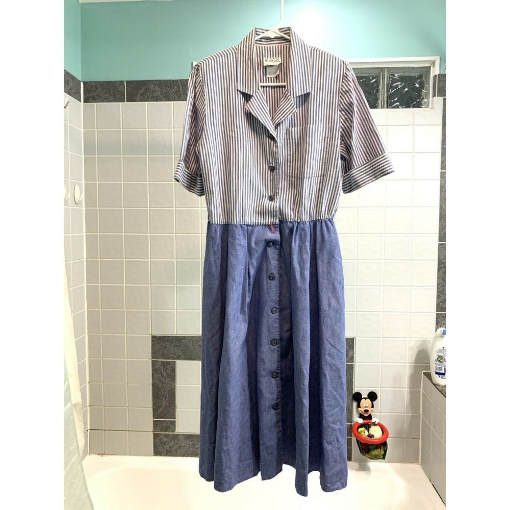 Vintage Victoria Morgan Dress Stripes And Denim Me